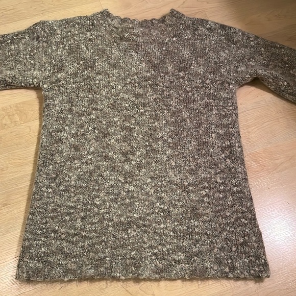 Shaggy Mohair Blend Neutral Soft Cozy Long Line Sweater Bobble Fishermen Y2K - Picture 3 of 9